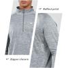 imageNORTHYARD Mens Running Shirt Long Sleeve Quarter Zip Pullover Moisture Wicking Quick Dry Athletic Workout ShirtsLightheather