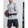 imageNORTHYARD Mens Running Shirt Long Sleeve Quarter Zip Pullover Moisture Wicking Quick Dry Athletic Workout ShirtsLightheather