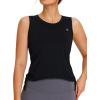imageNORTHYARD Sleeveless Workout Tank Tops for Women Quick Dry Athletic Running Gym Top Shirts Loose Fit Ruched Yoga Crop TopsBlack