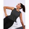 imageNORTHYARD Sleeveless Workout Tank Tops for Women Quick Dry Athletic Running Gym Top Shirts Loose Fit Ruched Yoga Crop TopsDark Grey