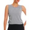 imageNORTHYARD Sleeveless Workout Tank Tops for Women Quick Dry Athletic Running Gym Top Shirts Loose Fit Ruched Yoga Crop TopsLight Heather