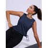 imageNORTHYARD Sleeveless Workout Tank Tops for Women Quick Dry Athletic Running Gym Top Shirts Loose Fit Ruched Yoga Crop TopsNavy