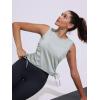 imageNORTHYARD Sleeveless Workout Tank Tops for Women Quick Dry Athletic Running Gym Top Shirts Loose Fit Ruched Yoga Crop TopsSilver Sage