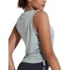 imageNORTHYARD Sleeveless Workout Tank Tops for Women Quick Dry Athletic Running Gym Top Shirts Loose Fit Ruched Yoga Crop TopsSilver Sage