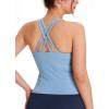 imageNORTHYARD Womens Tank Top with Built in Bra Wirefree Padded for Yoga Running Athletic Gym Workout Athletic CamisoleAirblue