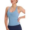 imageNORTHYARD Womens Tank Top with Built in Bra Wirefree Padded for Yoga Running Athletic Gym Workout Athletic CamisoleAirblue