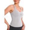 imageNORTHYARD Womens Tank Top with Built in Bra Wirefree Padded for Yoga Running Athletic Gym Workout Athletic CamisoleLightgrey