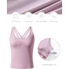 imageNORTHYARD Womens Tank Top with Built in Bra Wirefree Padded for Yoga Running Athletic Gym Workout Athletic CamisolePink