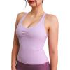 imageNORTHYARD Womens Tank Top with Built in Bra Wirefree Padded for Yoga Running Athletic Gym Workout Athletic CamisolePink
