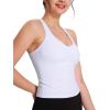 imageNORTHYARD Womens Tank Top with Built in Bra Wirefree Padded for Yoga Running Athletic Gym Workout Athletic CamisoleWhite