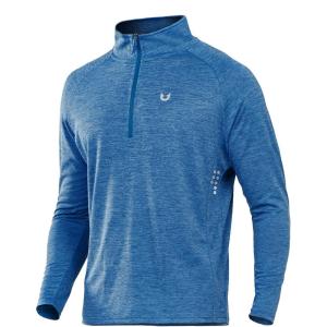 imageNORTHYARD Mens Running Shirt Long Sleeve Quarter Zip Pullover Moisture Wicking Quick Dry Athletic Workout ShirtsBlueheather