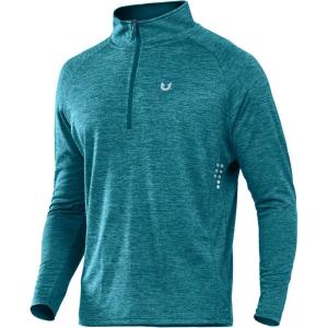 imageNORTHYARD Mens Running Shirt Long Sleeve Quarter Zip Pullover Moisture Wicking Quick Dry Athletic Workout ShirtsDarkgreenheather