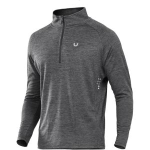 imageNORTHYARD Mens Running Shirt Long Sleeve Quarter Zip Pullover Moisture Wicking Quick Dry Athletic Workout ShirtsGreyheather