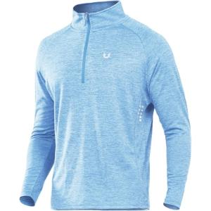 imageNORTHYARD Mens Running Shirt Long Sleeve Quarter Zip Pullover Moisture Wicking Quick Dry Athletic Workout ShirtsSkyheather