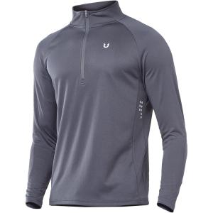 imageNORTHYARD Mens Running Shirt Long Sleeve Quarter Zip Pullover Moisture Wicking Quick Dry Athletic Workout ShirtsSmokegrey