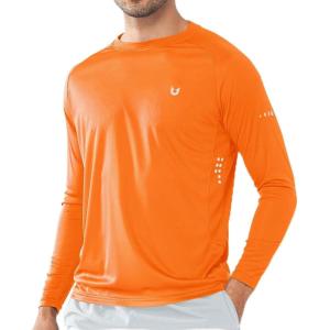 imageNORTHYARD Mens Sun Protection UPF 50 Shirts Long Sleeve Running Workout Athletic Gym Shirt UV Swim Fish Rash Guard HikingOrange