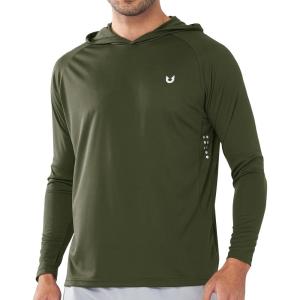 imageNORTHYARD Mens UPF 50 Hoodie Shirts Rash Guard Long Sleeve Sun Protection SPF Fishing Shirt UV for Athletic Running SwimArmygreen