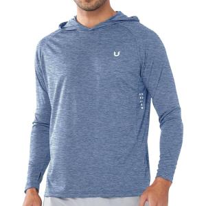 imageNORTHYARD Mens UPF 50 Hoodie Shirts Rash Guard Long Sleeve Sun Protection SPF Fishing Shirt UV for Athletic Running SwimBlueheather