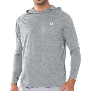 imageNORTHYARD Mens UPF 50 Hoodie Shirts Rash Guard Long Sleeve Sun Protection SPF Fishing Shirt UV for Athletic Running SwimGreyheather