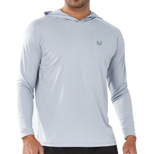 imageNORTHYARD Mens UPF 50 Hoodie Shirts Rash Guard Long Sleeve Sun Protection SPF Fishing Shirt UV for Athletic Running SwimLightgrey
