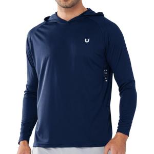 imageNORTHYARD Mens UPF 50 Hoodie Shirts Rash Guard Long Sleeve Sun Protection SPF Fishing Shirt UV for Athletic Running SwimNavy
