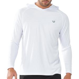 imageNORTHYARD Mens UPF 50 Hoodie Shirts Rash Guard Long Sleeve Sun Protection SPF Fishing Shirt UV for Athletic Running SwimWhite