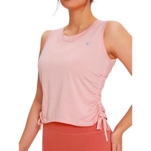 imageNORTHYARD Sleeveless Workout Tank Tops for Women Quick Dry Athletic Running Gym Top Shirts Loose Fit Ruched Yoga Crop TopsPink Heather