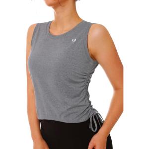 imageNORTHYARD Sleeveless Workout Tank Tops for Women Quick Dry Athletic Running Gym Top Shirts Loose Fit Ruched Yoga Crop TopsSmoke Heather