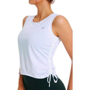 imageNORTHYARD Sleeveless Workout Tank Tops for Women Quick Dry Athletic Running Gym Top Shirts Loose Fit Ruched Yoga Crop TopsWhite