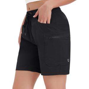 imageNORTHYARD Womens Athletic Hiking Shorts Quick Dry Active Running Lightweight Shorts for Gym Workout with 3 Zipper PocketsC1black