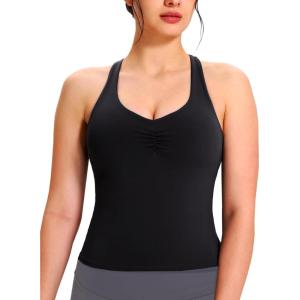 imageNORTHYARD Womens Tank Top with Built in Bra Wirefree Padded for Yoga Running Athletic Gym Workout Athletic CamisoleBlack