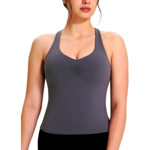 imageNORTHYARD Womens Tank Top with Built in Bra Wirefree Padded for Yoga Running Athletic Gym Workout Athletic CamisoleDeeppurple