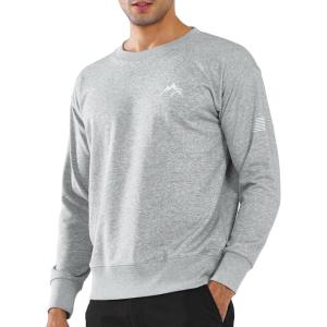imageNORTHYARD Mens Crewneck Sweatshirt Long Sleeve Cotton Pullover Moisture Wicking Comfortable Casual Sweatshirts for MenGreyheather