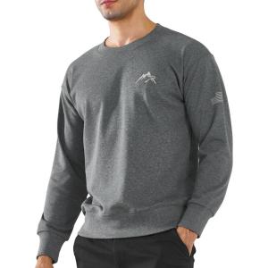 imageNORTHYARD Mens Crewneck Sweatshirt Long Sleeve Cotton Pullover Moisture Wicking Comfortable Casual Sweatshirts for MenSmokeheather