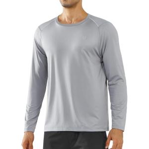 imageNORTHYARD Mens Long Sleeve Running Shirts Quick Dry Athletic Shirts Lightweight Workout Gym T Shirt Hiking Fishing Tee TopsLightgrey