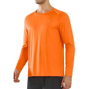 imageNORTHYARD Mens Long Sleeve Running Shirts Quick Dry Athletic Shirts Lightweight Workout Gym T Shirt Hiking Fishing Tee TopsOrange
