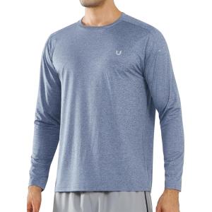 imageNORTHYARD Mens Long Sleeve Running Shirts Quick Dry Moisture Wicking Workout Athletic ShirtBlueheather