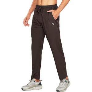 imageNORTHYARD Mens Athletic Running Joggers Workout Gym Pants Lightweight Jogging Track Casual Pant with Zipper PocketsBrown