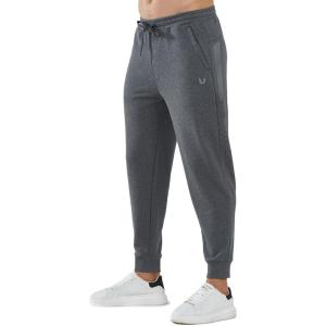 imageNORTHYARD Mens Cotton Athletic Jogger Sweatpants with Zipper Pockets Running Workout Gym Tapered Pants Comfy Lounge PantsSmoke Heather