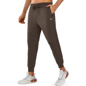 imageNORTHYARD Mens Joggers Pants with Zipper Pockets Lightweight Sweatpants Athletic Running Workout Track Pants for MenBrown