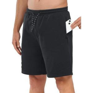 imageNORTHYARD Mens Athletic Running Shorts Cotton Casual Shorts with Zipper Pockets 7quot Workout Gym Sweat ShortsBlack