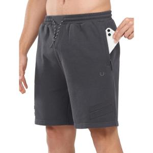 imageNORTHYARD Mens Athletic Running Shorts Cotton Casual Shorts with Zipper Pockets 7quot Workout Gym Sweat ShortsDark Grey