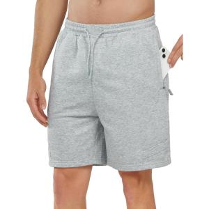 imageNORTHYARD Mens Athletic Running Shorts Cotton Casual Shorts with Zipper Pockets 7quot Workout Gym Sweat ShortsLight Heather