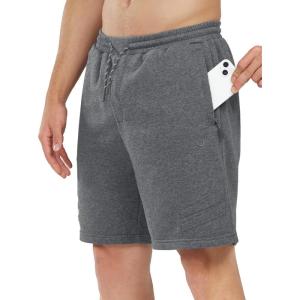 imageNORTHYARD Mens Athletic Running Shorts Cotton Casual Shorts with Zipper Pockets 7quot Workout Gym Sweat ShortsSmoke Heather