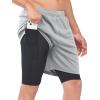 imageNORTHYARD Mens 2 in 1 Running Shorts Workout Gym Athletic Shorts with Liner Active Training Shorts with Zipper PocketsLightgrey