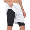imageNORTHYARD Mens 2 in 1 Running Shorts Workout Gym Athletic Shorts with Liner Active Training Shorts with Zipper PocketsWhite