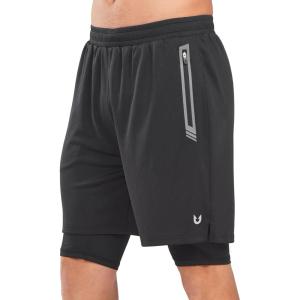 imageNORTHYARD Mens 2 in 1 Running Shorts Workout Gym Athletic Shorts with Liner Active Training Shorts with Zipper PocketsBlack