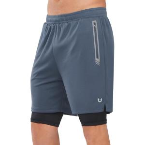 imageNORTHYARD Mens 2 in 1 Running Shorts Workout Gym Athletic Shorts with Liner Active Training Shorts with Zipper PocketsCoolgrey