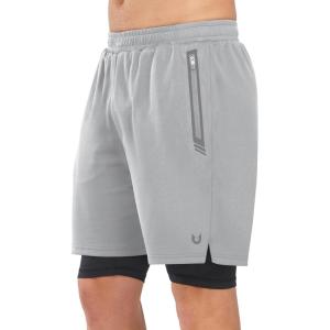 imageNORTHYARD Mens 2 in 1 Running Shorts Workout Gym Athletic Shorts with Liner Active Training Shorts with Zipper PocketsLightgrey