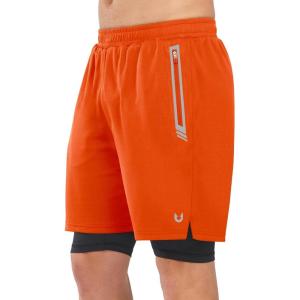 imageNORTHYARD Mens 2 in 1 Running Shorts Workout Gym Athletic Shorts with Liner Active Training Shorts with Zipper PocketsOrange